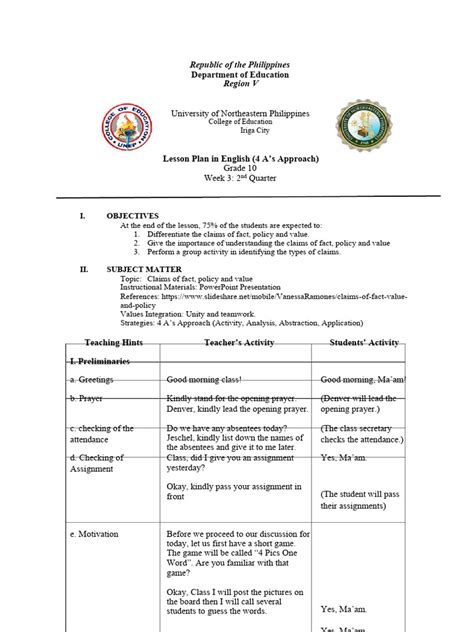 abstraction in lesson plan|How to Write a Lesson Plan — The 4As Format .